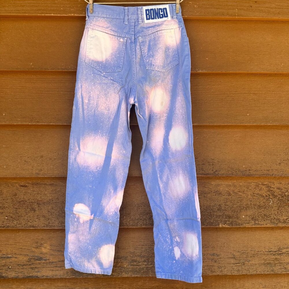 Vintage Bongo Custom High-Rise Straight Jeans With Ankle Zips Size 14 Blue & Pin - Picture 3 of 15